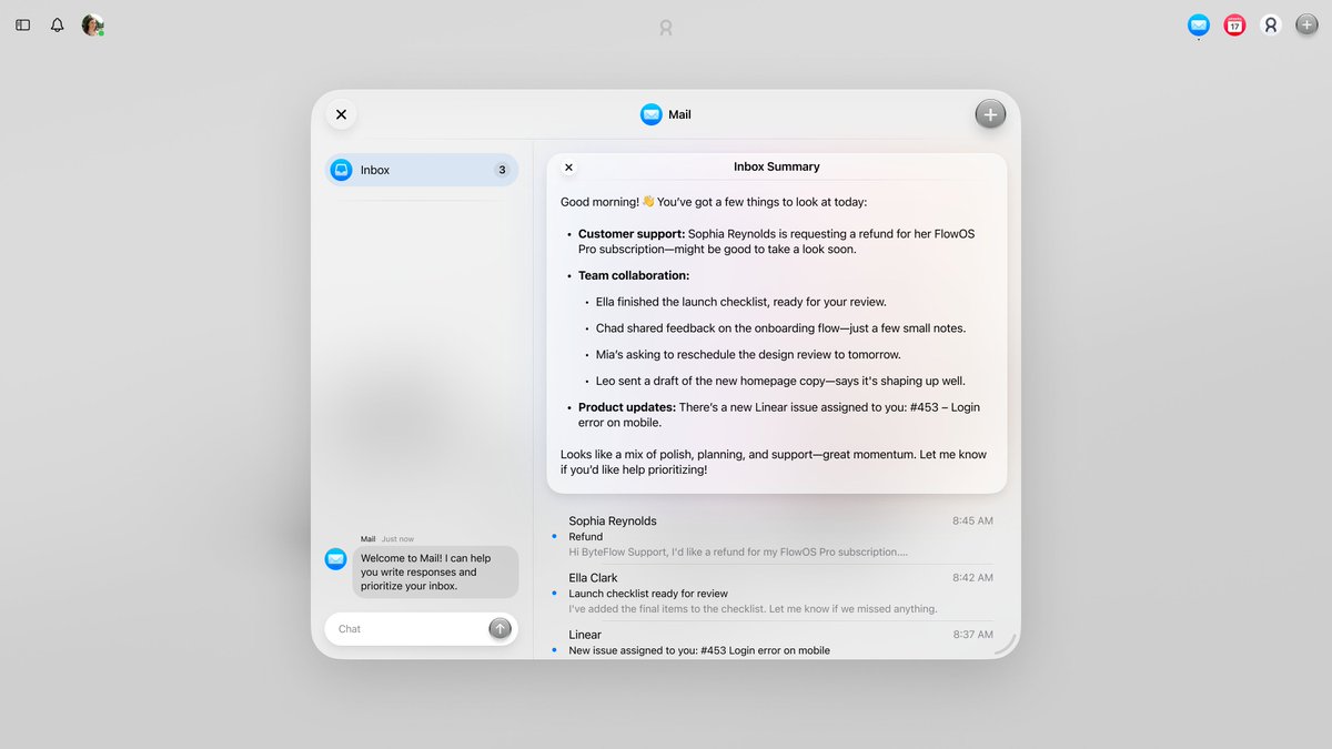 jsngr's tweet image. and we're pushing on new areas like what it looks like to interact with agents beyond chat

we call this Spaces where each agent gets a chat alongside a more traditional UI that all pull from the same data. we think this will even extend to interfaces being generated for MCPs