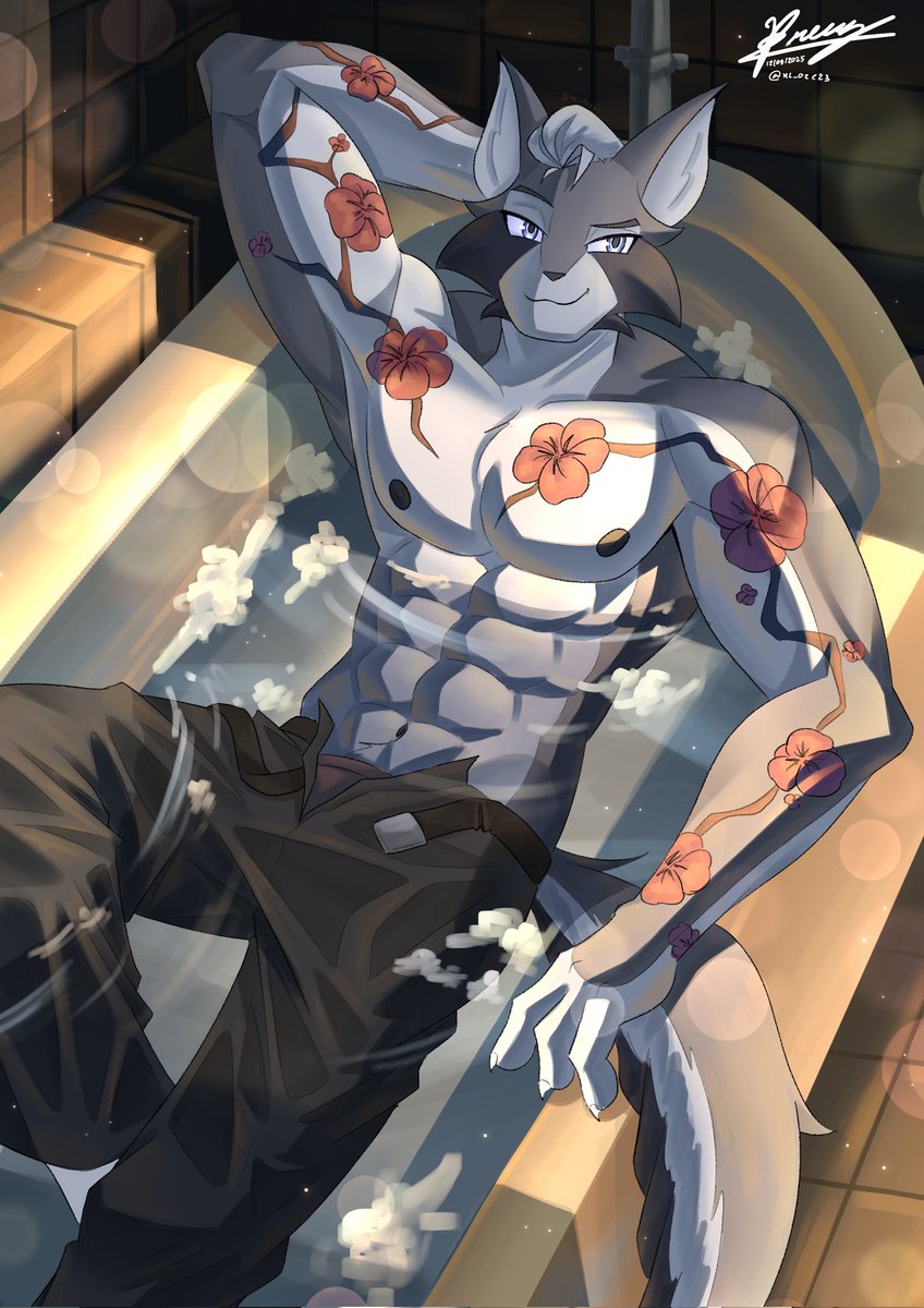 「Bird bath」
Karasu belongs to me and <a href="/DaikamaZ/">Dai/Kyffin🇵🇸</a> 
#lackadaisyOC #lackadaisy #lackadaisyCats #lackadaisyFanart