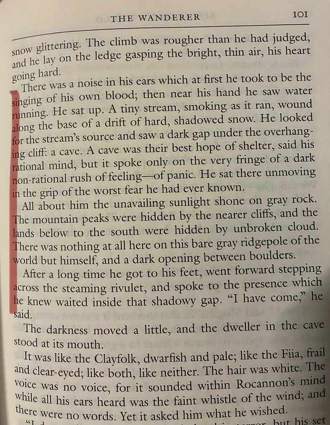 I love it when Ursula Le Guin leans into her unique writing style

From Rocannon’s World, 1966
