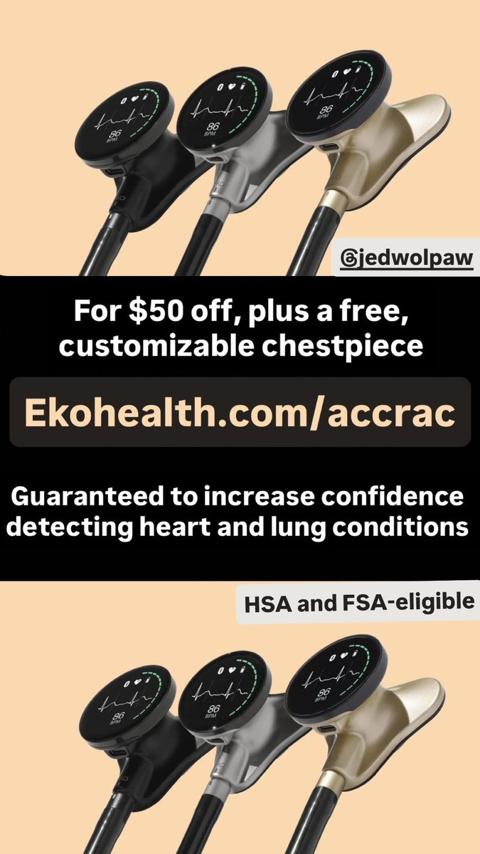 Treat yourself with a new stethoscope!

<a href="/jwolpaw/">Jed Wolpaw (he/him/his)</a> 

Ekohealth.com/accrac