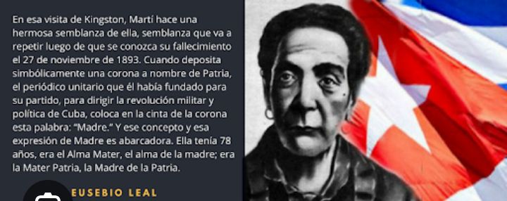 Esa es nuestra Mariana, misericordiosa y compasiva, firme e inclaudicable, una de las grandes mujeres en la historia de la Humanidad. La concreción de sus valores, intrínsecos en la sociedad cubana actual, emana de su acción y se consolida en la Patria socialista #tenemosmemoria