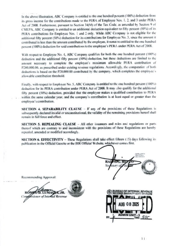 MarkGrabilloCPA's tweet photo. 𝐓𝐀𝐗 𝐀𝐋𝐄𝐑𝐓!⁣
⁣
BIR issued 𝐑𝐞𝐯𝐞𝐧𝐮𝐞 𝐑𝐞𝐠𝐮𝐥𝐚𝐭𝐢𝐨𝐧𝐬 𝐍𝐨. 𝟐𝟐-𝟐𝟎𝟐𝟓 which amends the pertinent provisions of RR 17-2011 to implement CMEPA Law.⁣
⁣
The CMEPA Law provides "𝘢𝘥𝘥𝘪𝘵𝘪𝘰𝘯𝘢𝘭 𝘥𝘦𝘥𝘶𝘤𝘵𝘪𝘰𝘯𝘴" from the Gross Income... https://t.co/WIXYwl5vTI