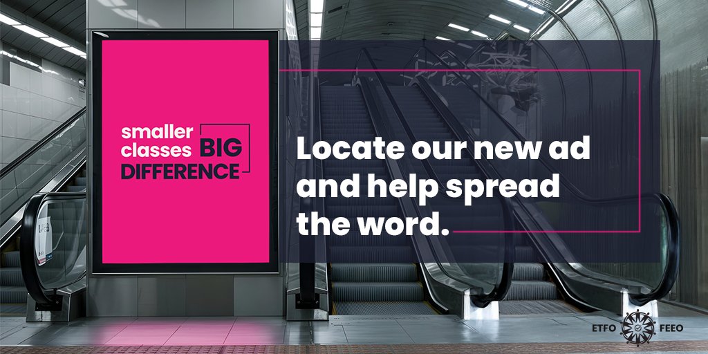 The smaller classes #BigDifference campaign has launched in Toronto. Look out for our digital ads and billboards, and share a story about how class size in #onted impacts learning and working conditions in public schools. #onpoli