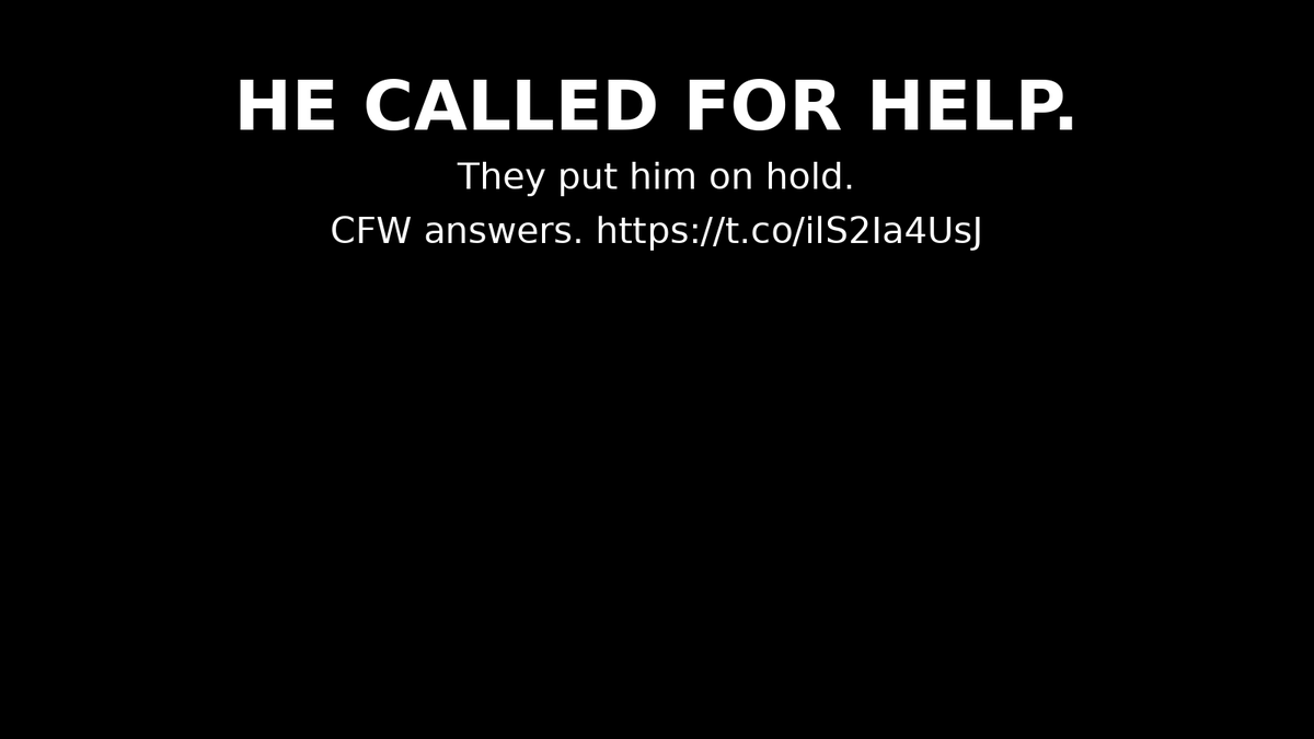 CFWarriorsOrg's tweet photo. He called for help. They put him on hold. CFW answers.
https://t.co/HjIKMcKuit
#NoVeteranForgotten #BringThemHome #CFWCommand https://t.co/URxDw7a7pt