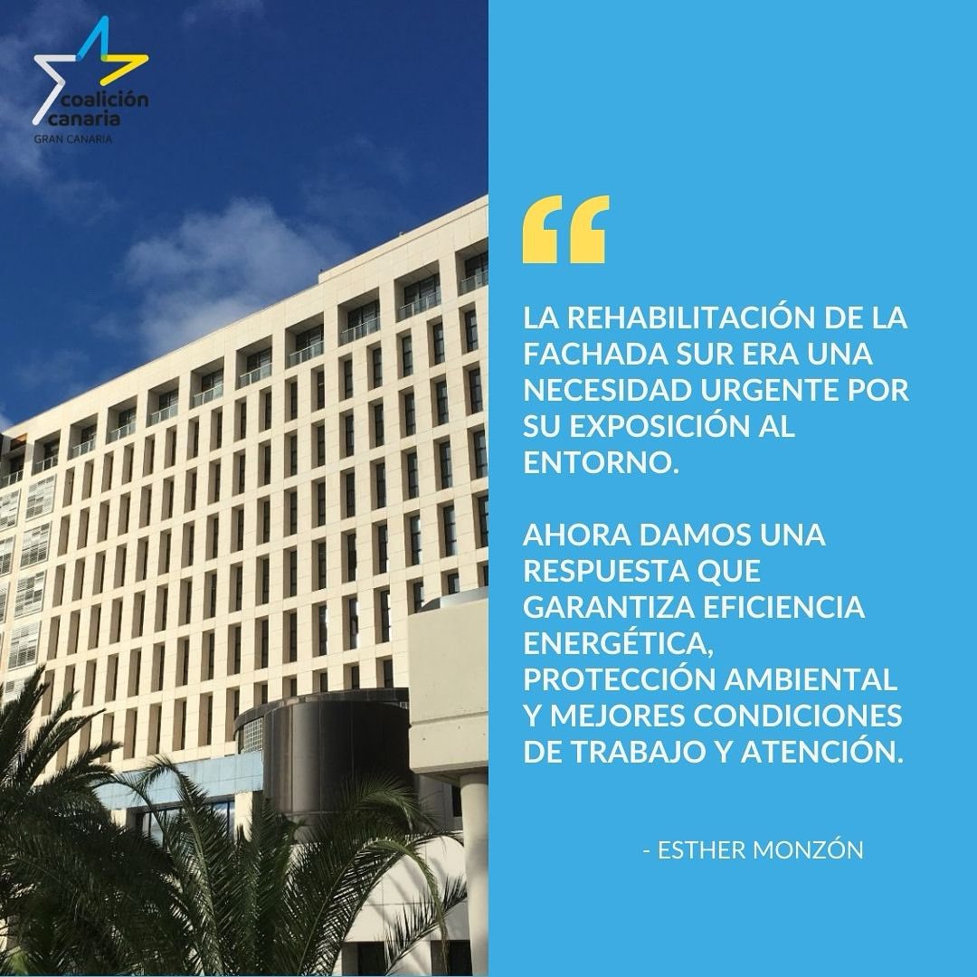 Coalición Canaria GC 🇮🇨 (@coalicion_gc) on Twitter photo 🏥✨ Gracias al impulso de <a href="/SanidadGobCan/">Sanidad Gobcan</a>, área que lidera <a href="/EstherMonzon_/">Esther Monzón</a>, el Hospital Insular recibe 9M€ para renovar su fachada:
✅ Más eficiencia
✅ Más seguridad
✅ Espacios modernos y accesibles
🏗️🩺 Un paso histórico para la sanidad pública de Gran Canaria. 🏥✨ Gracias al impulso de <a href="/SanidadGobCan/">Sanidad Gobcan</a>, área que lidera <a href="/EstherMonzon_/">Esther Monzón</a>, el Hospital Insular recibe 9M€ para renovar su fachada:
✅ Más eficiencia
✅ Más seguridad
✅ Espacios modernos y accesibles
🏗️🩺 Un paso histórico para la sanidad pública de Gran Canaria.