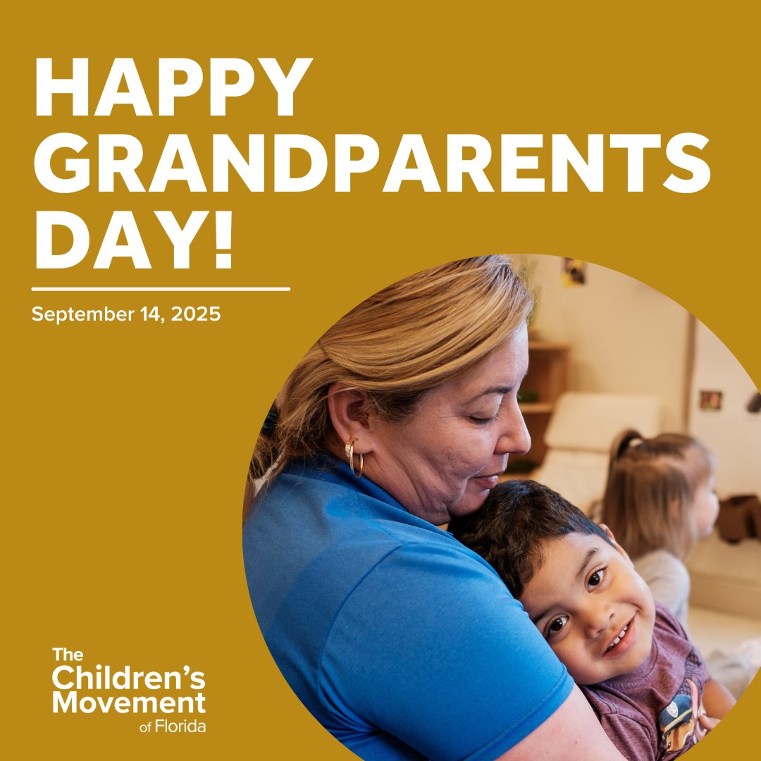 ChildMovementFL's tweet image. Happy Grandparents Day! 💛
Celebrating the love and guidance grandparents bring to Florida’s children. Strong families help kids grow healthy, confident, and ready to thrive.
#TheChildrensMovement #GrandparentsDay