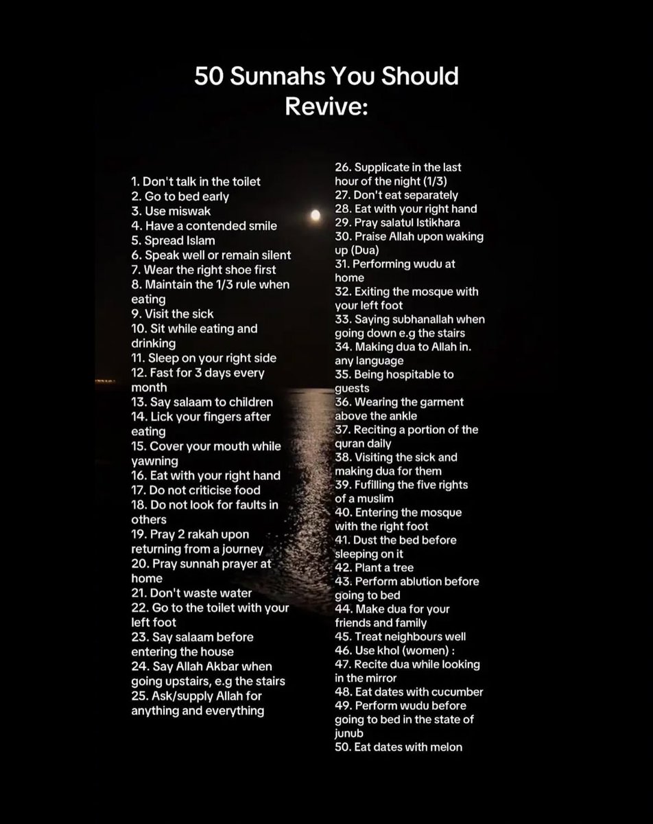 aiishadahir's tweet photo. 50 sunnahs you should revive https://t.co/DoqdXaydG7