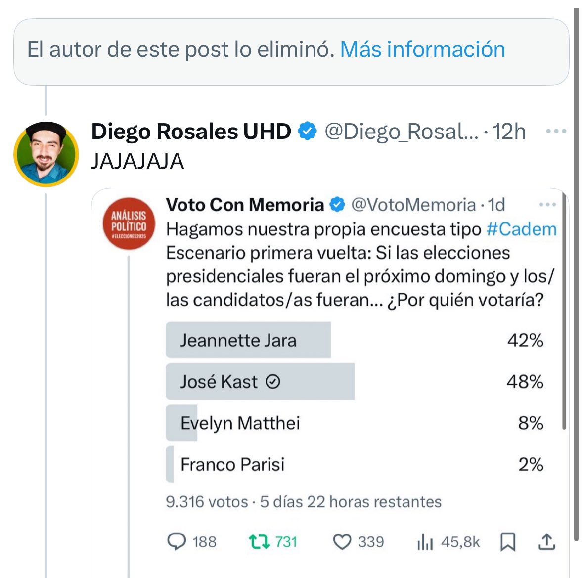 ¿Se acuerdan de la encuesta de ayer?

La borraron 😌