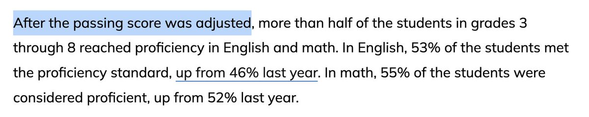 This is embarrassing.

NYS taxpayers spend &gt; $30K per pupil (the highest of any state).

The Education Department keeps lowering the goalposts on standardized testing.

Yet barely half its children kids are "proficient" in math and reading