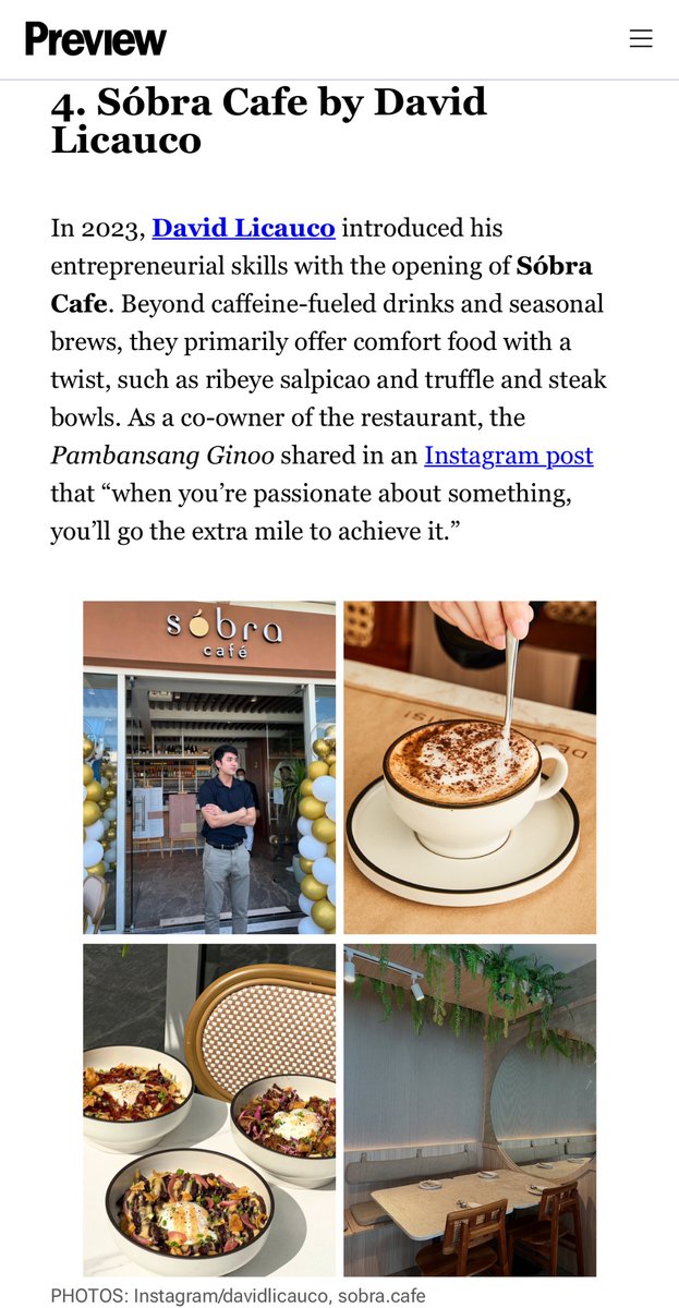 DavidTroopsOFC's tweet photo. "When you're passionate about something, you'll go the extra mile to achieve it. " - David Licauco
Congrats, @davidlicauco! Sobra Cafe is #4 on the list!
#DavidLicauco #SobraCafe https://t.co/WD3RpDneKe