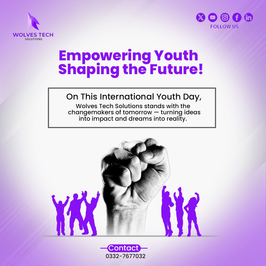 WolvesSolution's tweet image. This International Youth Day, Wolves Tech Solutions salutes the unstoppable spirit of young minds — bold enough to DREAM, smart enough to CREATE, and strong enough to CHANGE THE WORLD.
.
.
#InternationalYouthDay #WolvesTechSolutions #UnstoppableYouth
#YouthEmpowerment