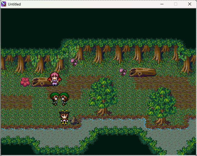 ツクール2000のLooseLeafさんのマップチップで作った密林と、 ツクール