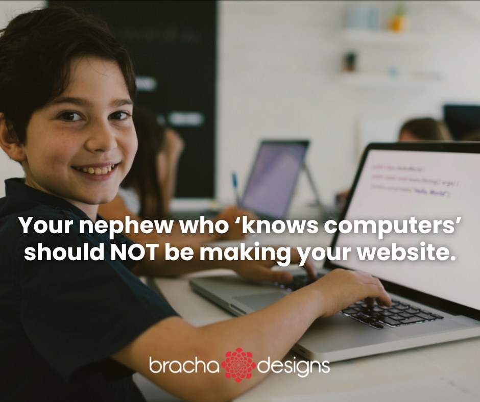 BrachaDesigns's tweet image. Yes, your nephews great at setting up the Wi-Fi. No, that does not mean he should build your brand’s online presence. Your business deserves a professional touch that will produce professional results.
#WebDesignHumor #HireAPro #BrachaDesigns