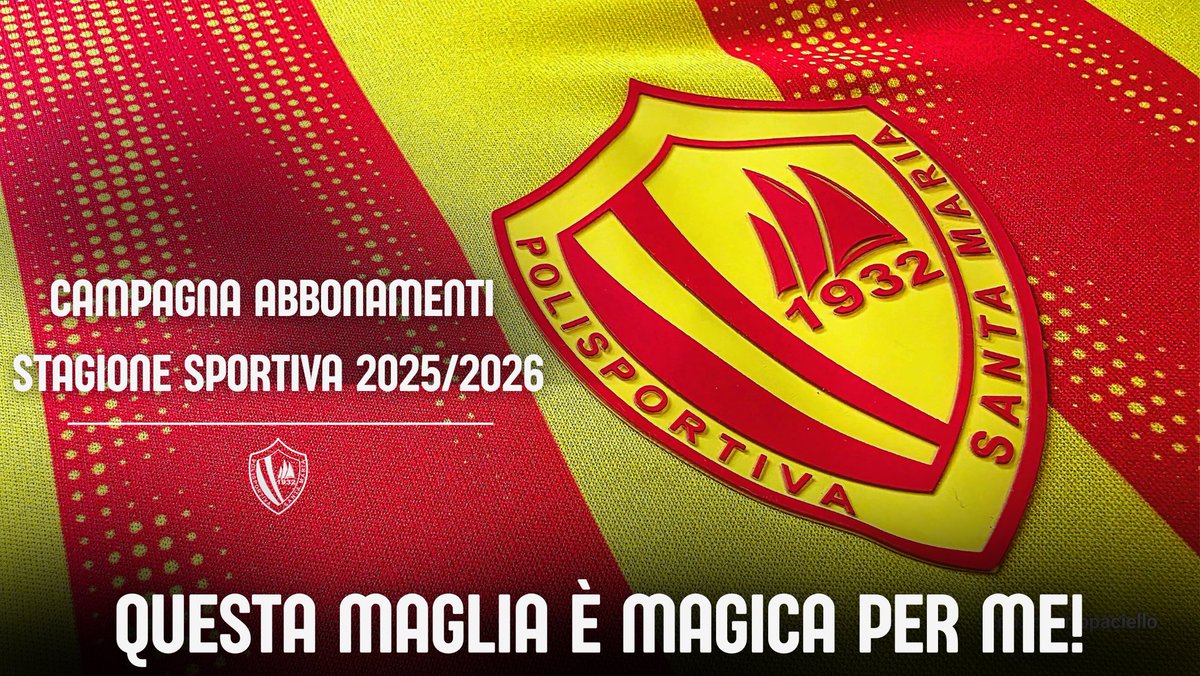 “𝐐𝐮𝐞𝐬𝐭𝐚 𝐦𝐚𝐠𝐥𝐢𝐚 𝐞̀ 𝐦𝐚𝐠𝐢𝐜𝐚 𝐩𝐞𝐫 𝐦𝐞”

La campagna abbonamenti per la stagione sportiva 2025/2026 prende il via 🎟️

Una maglia che trasuda di storia e passione. Una maglia che da sempre indossiamo con orgoglio 🟡🔴

💛❤️ #ForzaPolisportivaSempre