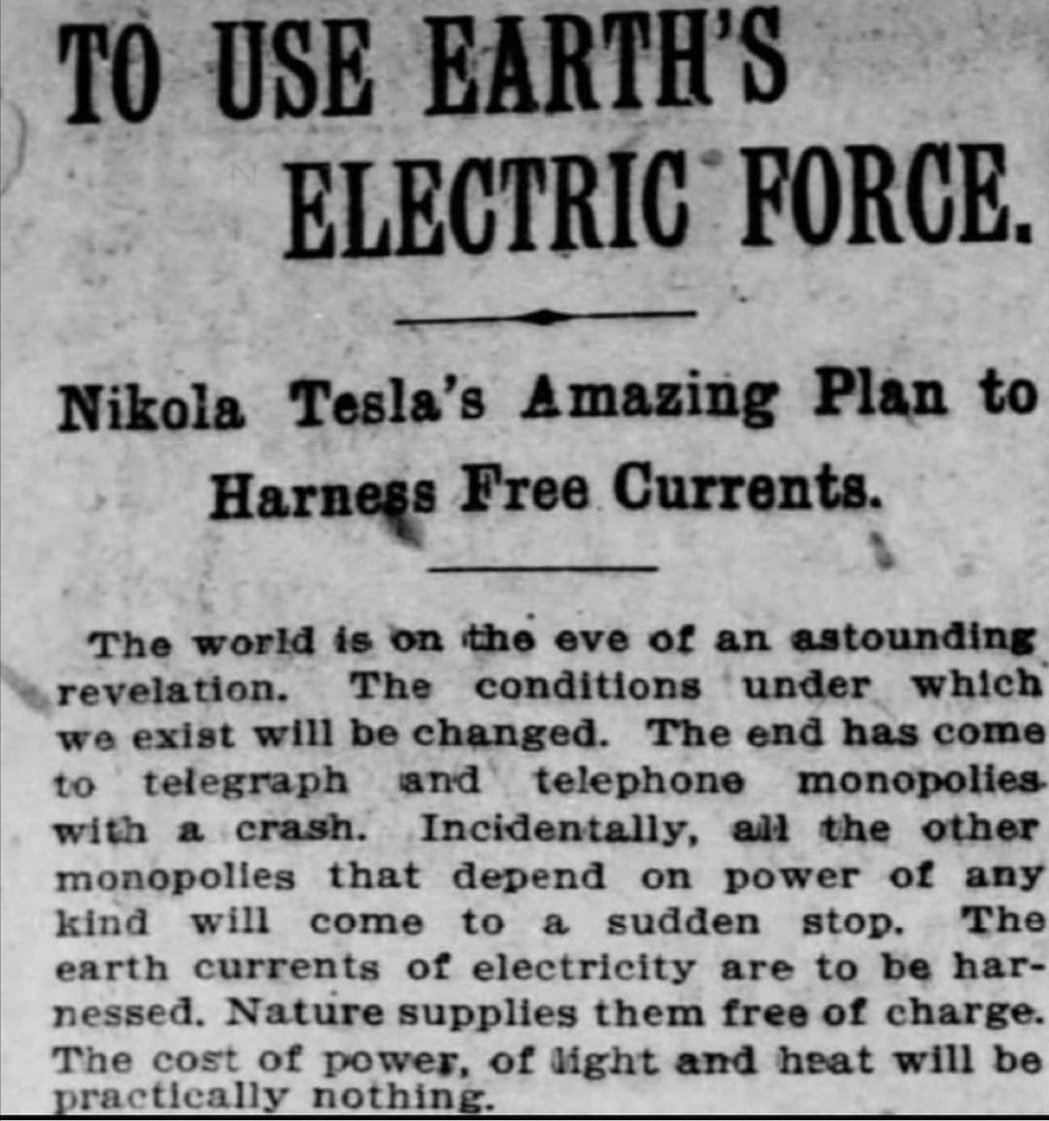 Free energy has been suppressed because it would create freedom for all humanity.