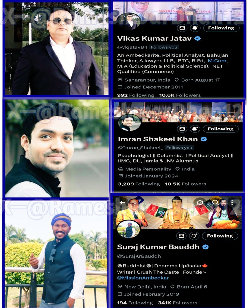 Er.Rameshwar Dhangar (@rameshwardhan12) on Twitter photo सपा-कांग्रेसी Paid चमचों और IT Cell के फर्जी एजेंडों को ध्वस्त करने के लिए व तर्कशील तथ्यात्मक जवाब देने के लिए बसपा𓃰 के ये तीन मिशनरी सिपाही ही काफी हैं। इन मिशनरी का संघर्ष झूठ के खिलाफ है,उनके साथ मजबूती से खड़े रहें, सच ज़रूर जीतेगा।
<a href="/Imran_Shakeel_/">Imran Shakeel Khan</a> <a href="/SurajKrBauddh/">Suraj Kumar Bauddh</a> <a href="/vkjatav84/">Vikas Kumar Jatav</a> सपा-कांग्रेसी Paid चमचों और IT Cell के फर्जी एजेंडों को ध्वस्त करने के लिए व तर्कशील तथ्यात्मक जवाब देने के लिए बसपा𓃰 के ये तीन मिशनरी सिपाही ही काफी हैं। इन मिशनरी का संघर्ष झूठ के खिलाफ है,उनके साथ मजबूती से खड़े रहें, सच ज़रूर जीतेगा।
<a href="/Imran_Shakeel_/">Imran Shakeel Khan</a> <a href="/SurajKrBauddh/">Suraj Kumar Bauddh</a> <a href="/vkjatav84/">Vikas Kumar Jatav</a>
