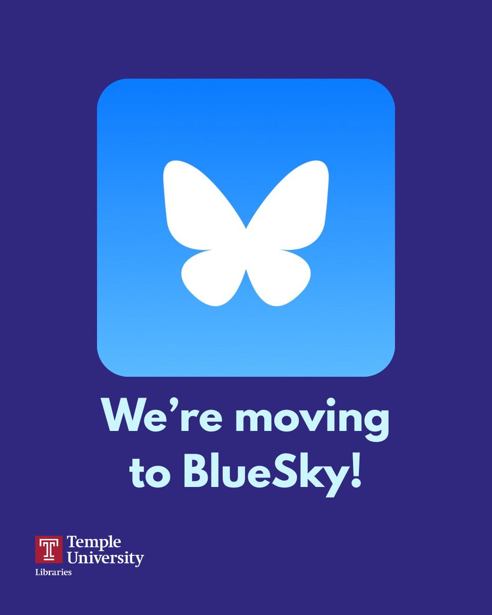 Follow Us on Blue Sky -- Temple Libraries tweet media