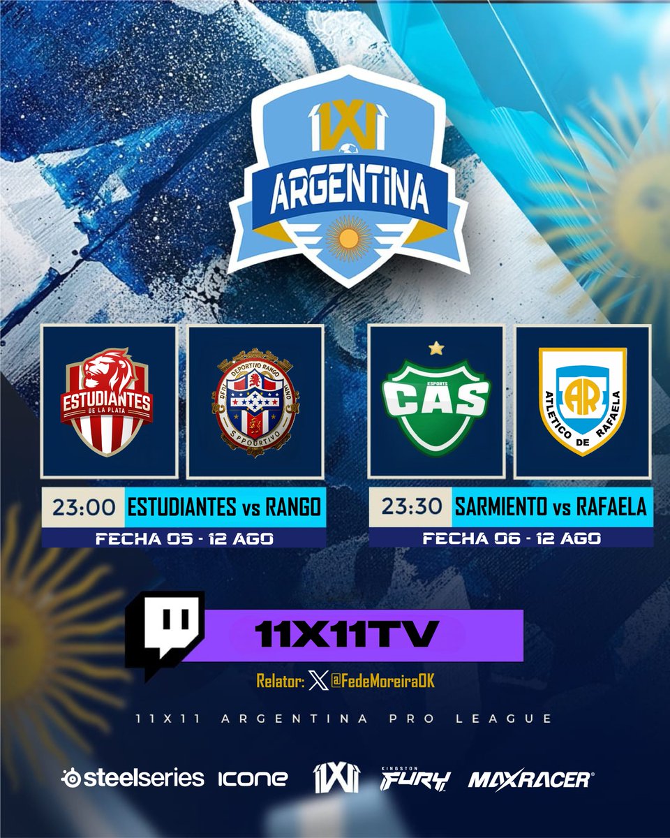 La pasión de la 11X11 ARGENTINA - PRO LEAGUE #1 está de vuelta
No te pierdas la  jornada con la vibrante narración de @fedemoreiraok

FECHA 05 - 23:00
FECHA 06 - 23:30
¡Poné a calentar el mate y preparate para gritar los goles con nosotros! 🇦🇷