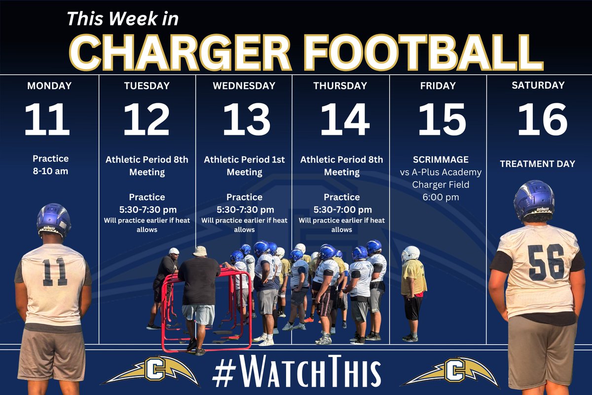 This Week of Conrad Football

<a href="/ConradChargerFB/">Conrad Charger Football</a> <a href="/ConradCharger/">Emmett J. Conrad HS Athletics</a> <a href="/SBarrios_DISD/">Dr. Sandra Barrios-Rojas, Executive Director</a> <a href="/VivFairley/">Vivian Chandler Fairley</a> <a href="/dallasathletics/">Dallas ISD Athletics</a> <a href="/MTTyeskie1/">M.T. Tyeskie, M.Ed.,RAA,TAAC</a>