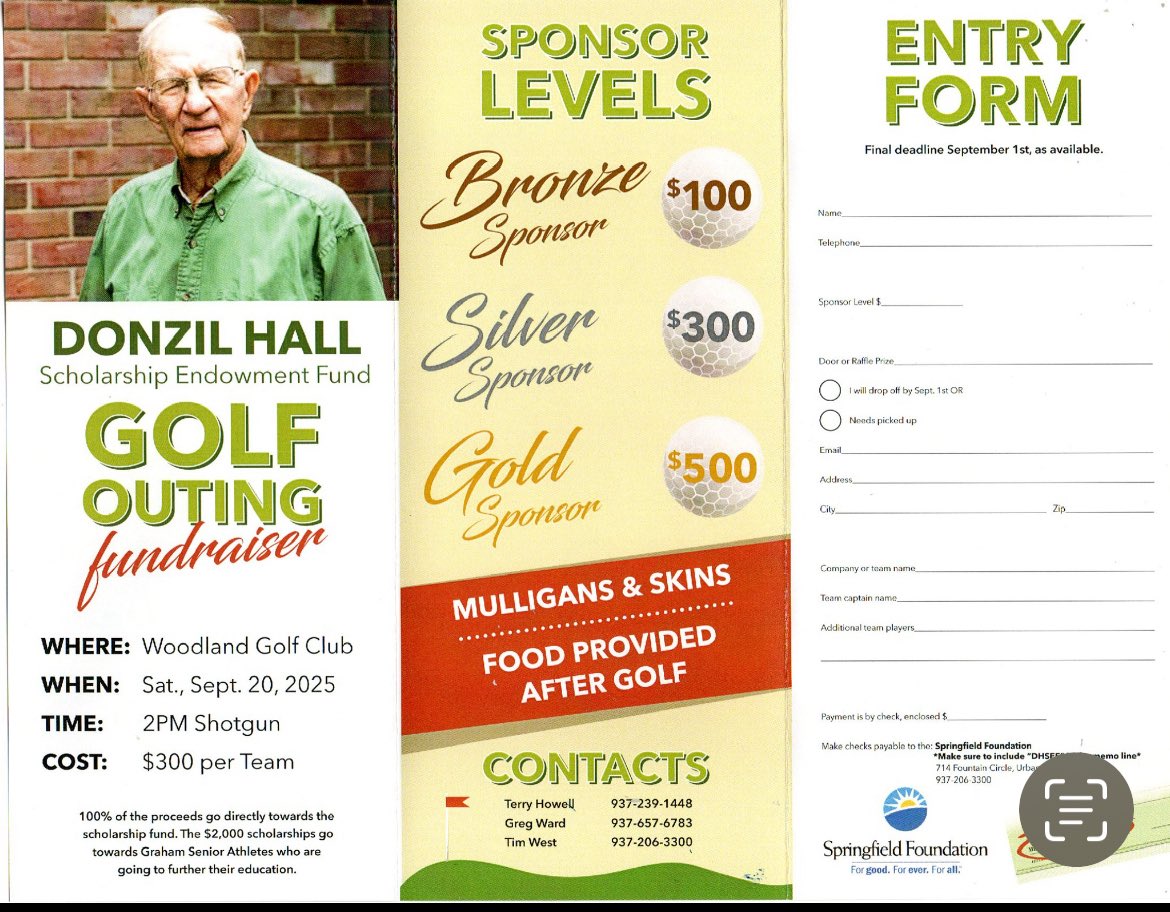 The Donzil Hall Scholarship Endowment Fund allows Graham High School sr. athletes to apply for scholarships in the amt of $2,000.
👏 T. West, T. Howell, L. Baker, R. Goddard, G. Ward, D. Hall for their leadership.
<a href="/spgbsb/">Graham High School Baseball</a> <a href="/Starting9_37_/">Starting 9(37)</a> <a href="/ChadLensman/">Chad Lensman</a> <a href="/WardBalmut/">Marcia balmut ward</a> <a href="/GrahamAthletics/">Graham Athletics</a>