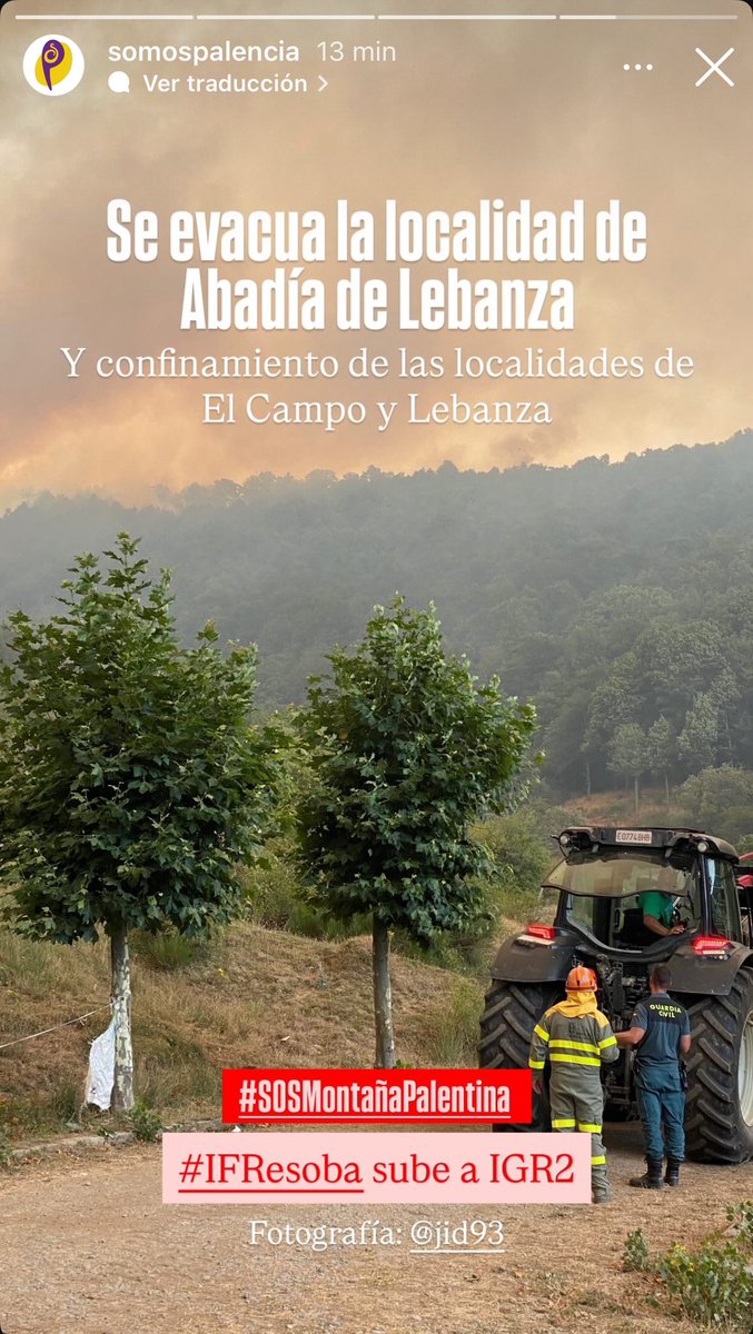 Se evacua la localidad de Abadía de Lebanza y se confinan las localidades de El Campo y Lebanza 🔥
El #IFResoba sube a IGR2 🚒 
#SOSMontañaPalentina 💔