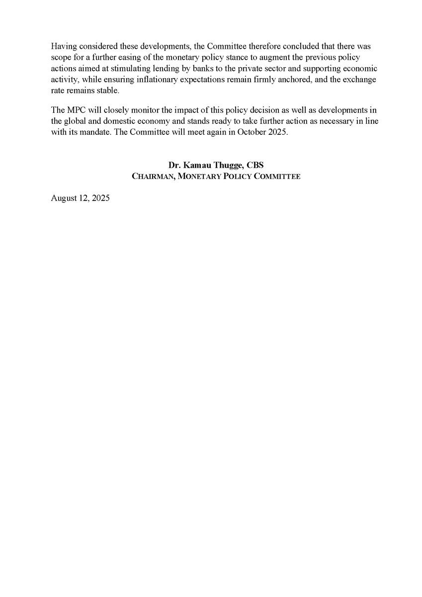 Press release: Monetary Policy Committee Meeting