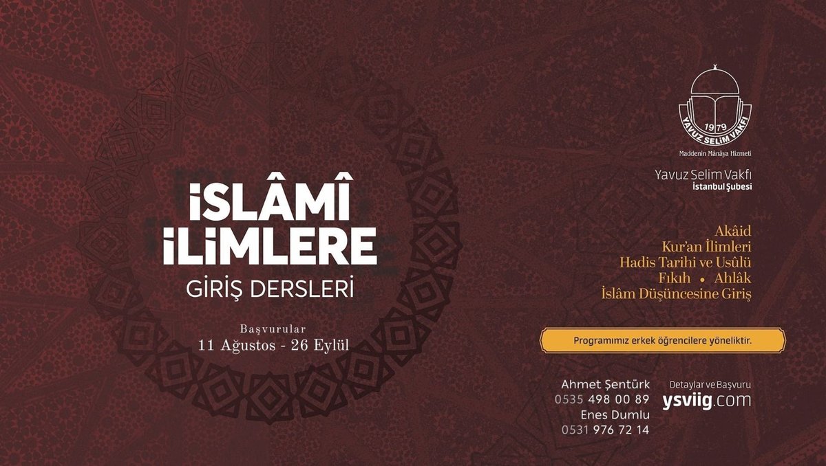 ysviig's tweet photo. Kıymetli takipçilerimiz,

İslami İlimlere Giriş programı kayıtlarımız başlamıştır,

Detaylı bilgi için sitemizi inceleyebilirsiniz: 

https://t.co/qvWmAiJhbn 

İlgili arkadaşları yönlendirebilirsiniz, https://t.co/hBtUhnByKO