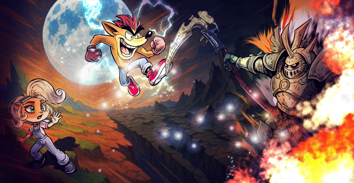 ArtistryWorlds's tweet photo. ⚔️✨ Clash of Worlds ✨⚔️
When the grim darkness of Warhammer 40K meets the wild chaos of the Bandicoots… 🌀🐾
Typhus swings, Coco dodges, Crash spins  two universes collide in one epic, cinematic moment.
#DigitalArt #ConceptArt #Warhammer40K #CrashBandicoot #ArtCrossover https://t.co/9RQCgr6fap