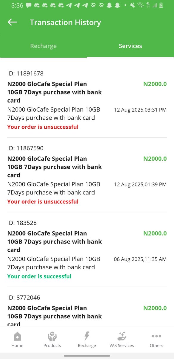 LordDeShield's tweet photo. @GloWorld I subscribed 2000 for 10gb through Glocafe over an hour ago, I made the payment through transfer and it showed successful on Glocafe app but I'm yet to receive the data since almost an hour now. I did it again same thing, you guys owe me 4k now 
My number is 081 1095 0899 https://t.co/HSSgn2kJiW