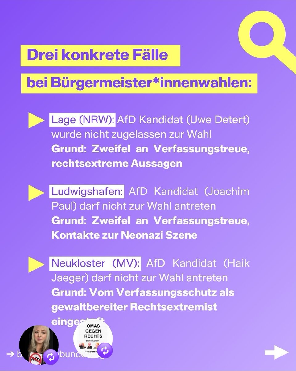 DemokratieV's tweet photo. Bitte teilen‼️
Kommunen müssen Extremisten keinen roten Teppich ausrollen: Bei konkreten Zweifeln an AfD-Kandidaten, #VerfassungstreueCheck anstoßen. Wahlausschuss, Fraktionen oder Behörden können das initiieren. Demokratie ist wehrhaft.
#Kommunalwahl2025
#AFDraus #AfDVerbot https://t.co/oR8kywDuLu