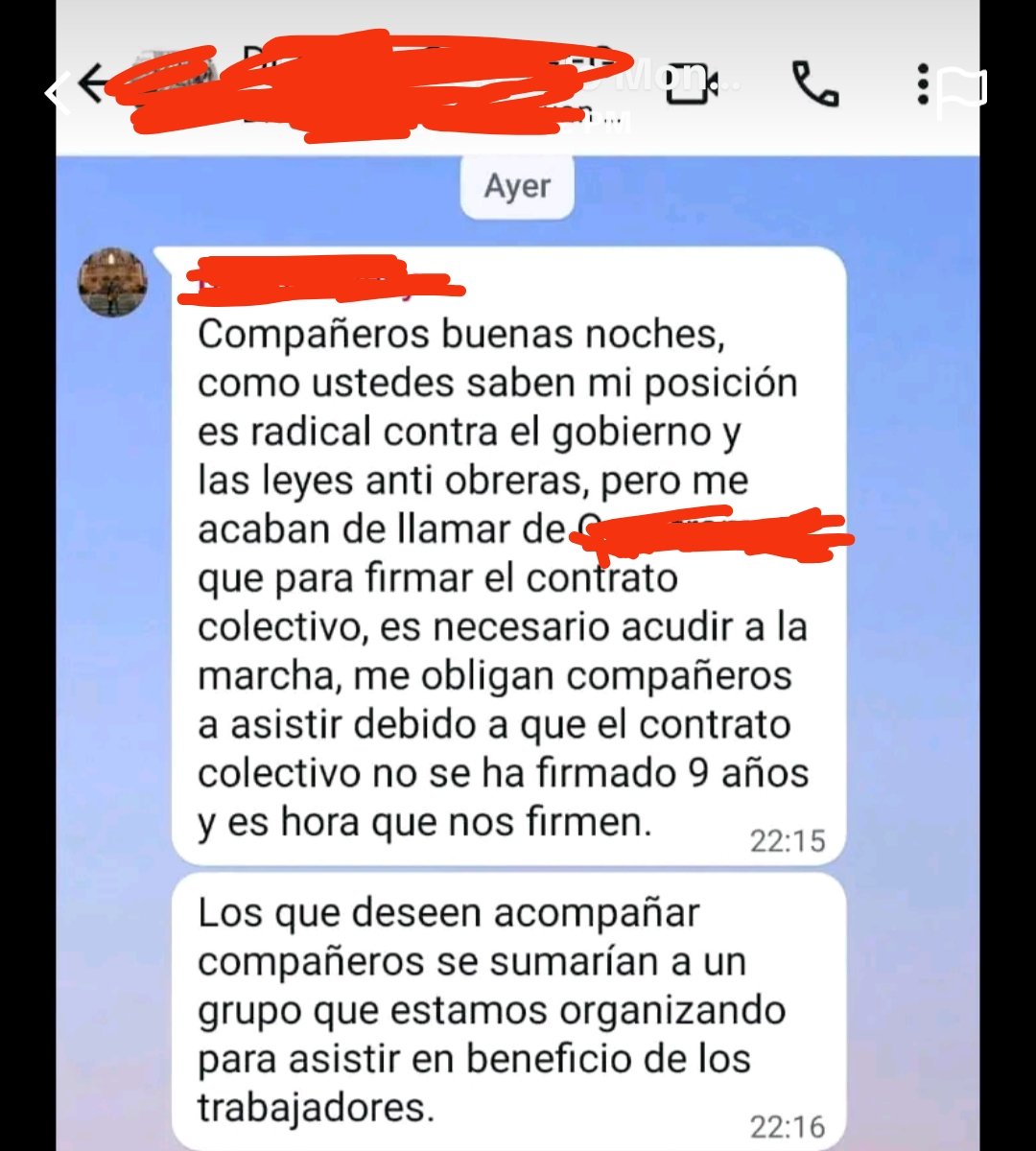 ⚠️🇪🇨 #DENUNCIAPÚBLICA| 
De esta manera trabajadores (as), profesores, servidores públicos son obligados a movilizarse mediante engaños, mentiras, chantajes y coerción. 

Como se puede leer en las capturas de pantalla mediante ofrecimientos de firmar el contrato colectivo,