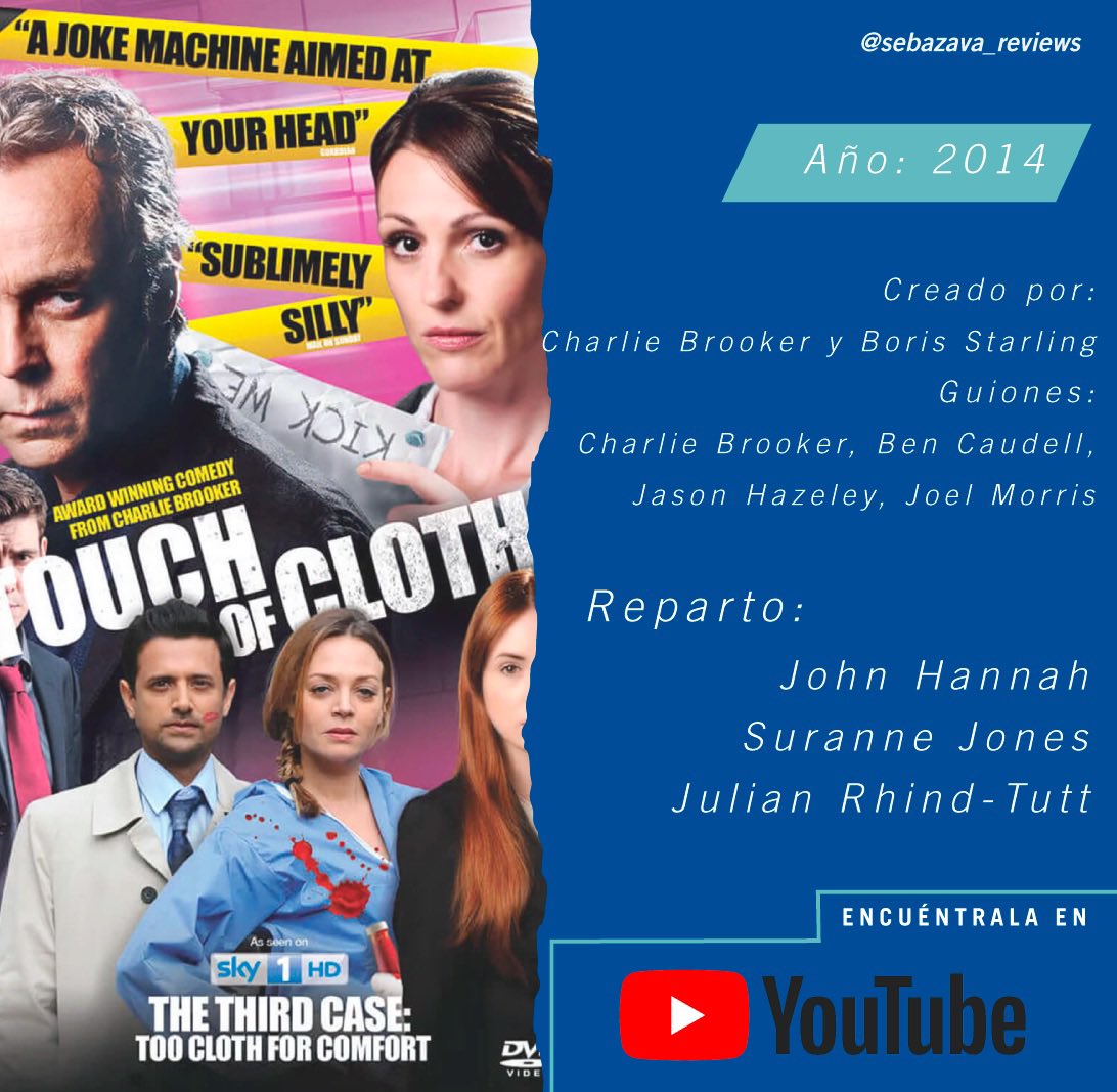 sebazavacritica's tweet photo. "La menos divertida de las tres."
Entren a @noesenserieperu para leer mi crítica de la 3era (y última) temporada de A Touch Of Cloth.
AQUÍ ➡️ https://t.co/SVBztltzmD

#AtouchOfCloth #JohnHannah #CharlieBrooker #YouTube #Sky #NoEsEnSerie https://t.co/F8ZfiV46kc