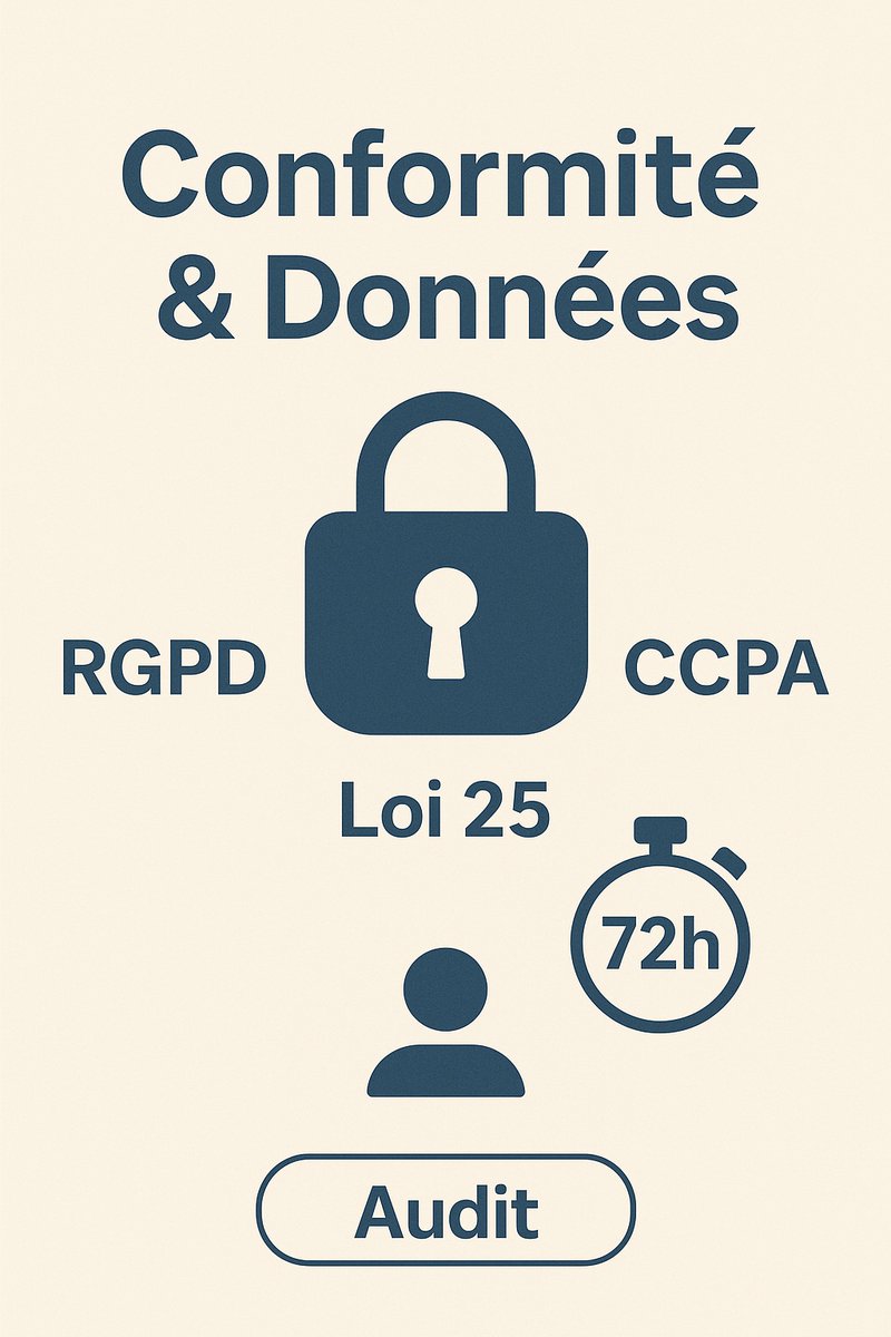 🔐 RGPD 🇪🇺 | CCPA 🇺🇸 | Loi 25 🇨🇦 | DPA 🇬🇧 : autant d’acronymes, un seul interlocuteur.
Audit cross-réglementaire + DPO externalisé : carto, écarts, DPIA &amp; requêtes &lt; 72 h.
4 juridictions couvertes. 👉 Infos &amp; RDV sur notre site web.
#DataPrivacy #DPO