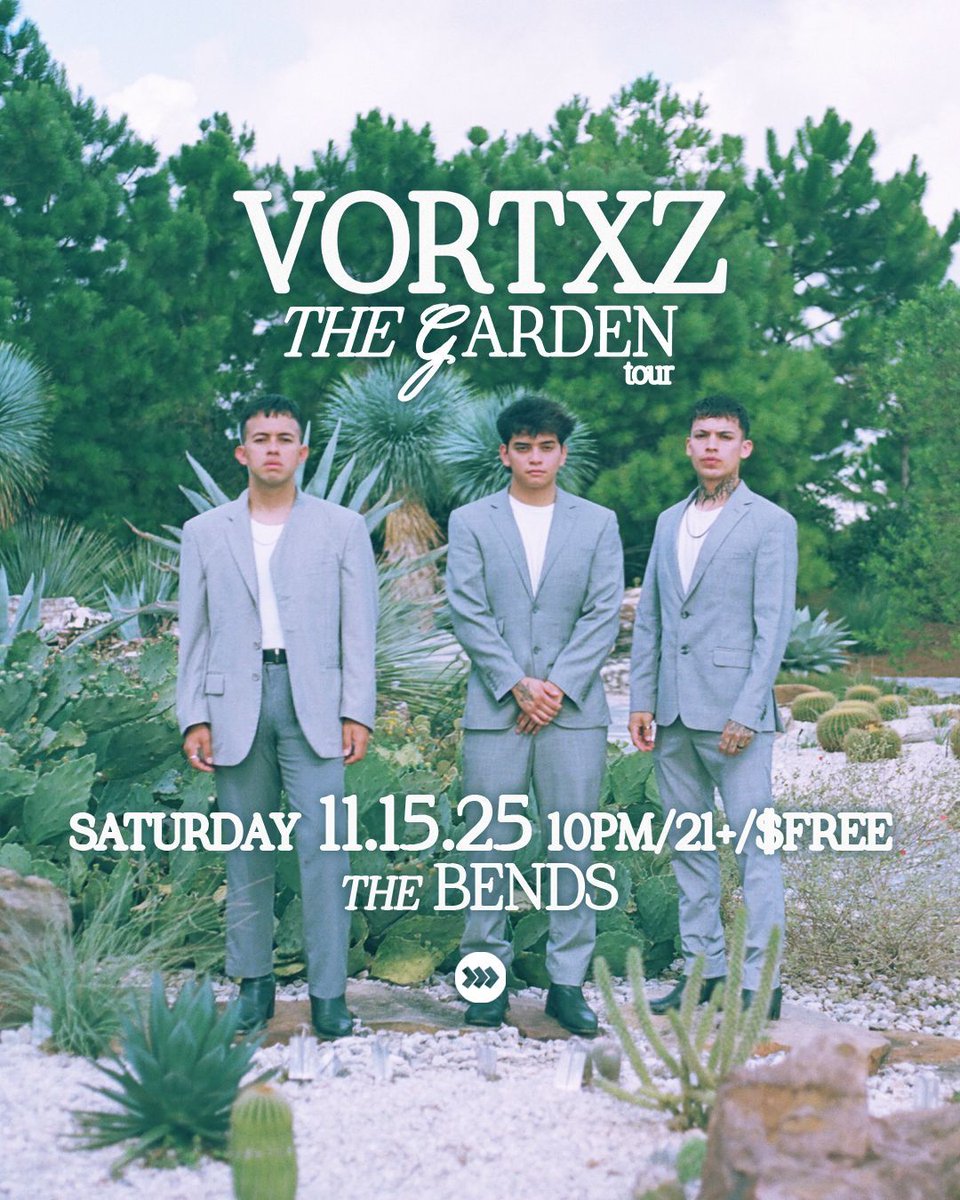 aestheticized's tweet image. NEW SHOW! Houston’s Vortxz bring their electrifying blend of indie rock, post-punk revival, and Latin flair to St. Pete for a night that’s equal parts danceable AND soul-stirring. &amp;gt;&amp;gt;&amp;gt; Sat 11.15.25 = Vortxz w/ TBA @ The Bends. 10pm / $FREE w/ RSVP / 21&amp;amp;Up. bit.ly/vortxz25rsvp