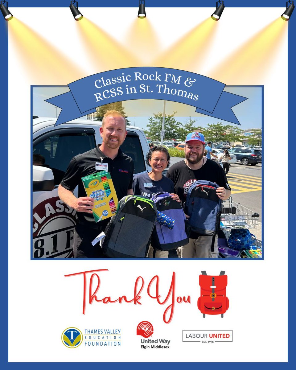 This past weekend, we had a great live on location kick-off in St. Thomas with Classic Rock FM and RCSS. Thank you for welcoming us and supporting our drive to help students have their #BestFirstDay!