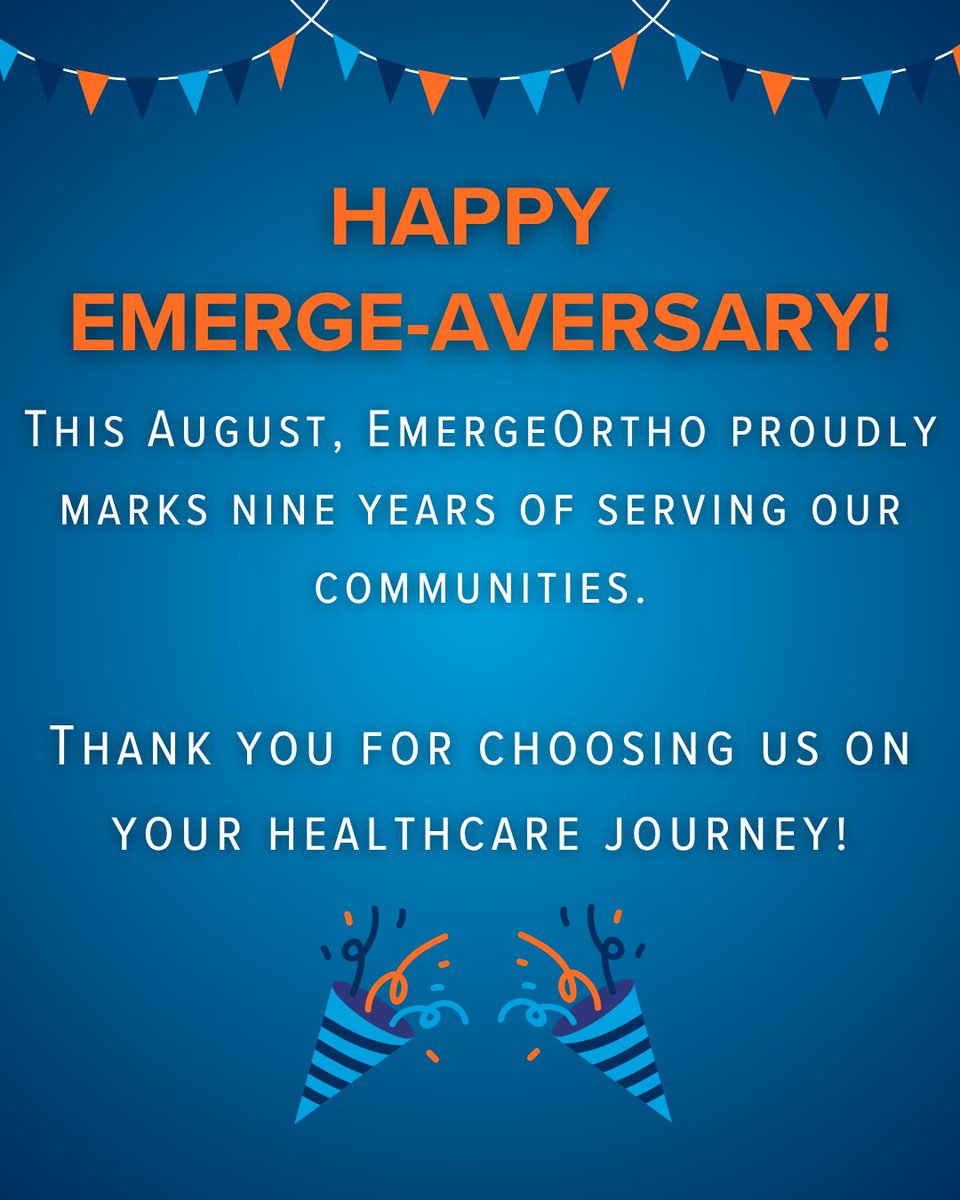 Happy Emerge-Aversary! 💙 

To our amazing patients—thank you for trusting us on your care journey. From the field to work to the activities you love, we’re honored to keep you moving, stronger, &amp; healthier, together! 💪✨

 #Emergeaversary #ThankYou #PatientAppreciation