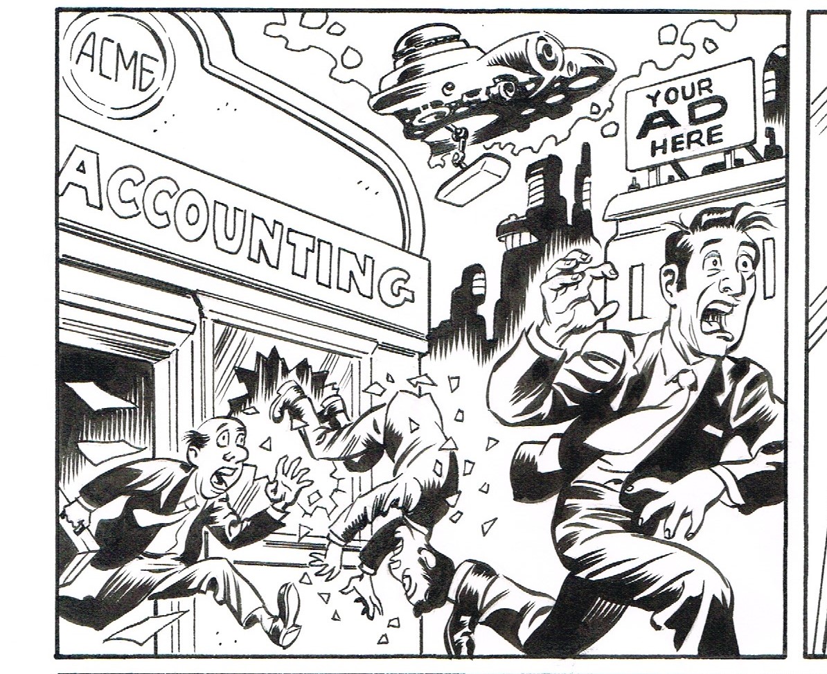 Random comics panels I have drawn...Screwy Accountants.  #screwytuesday #cartooning #comicbooks #comicart #inking #brushinking