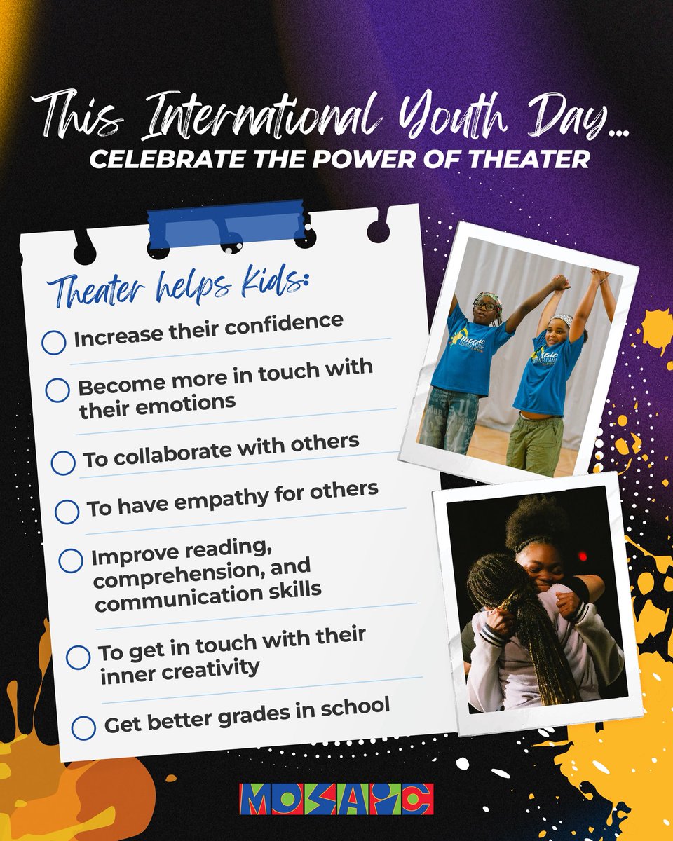 mosaicdetroit's tweet photo. This #InternationalYouthDay we’re celebrating by continuing our mission to empower, educate, and engage✨

Support the arts and become a Mosaic donor today🌟

Click here or the link in bio: https://t.co/jAL56eHA4Q https://t.co/lpXZOdxFwz
