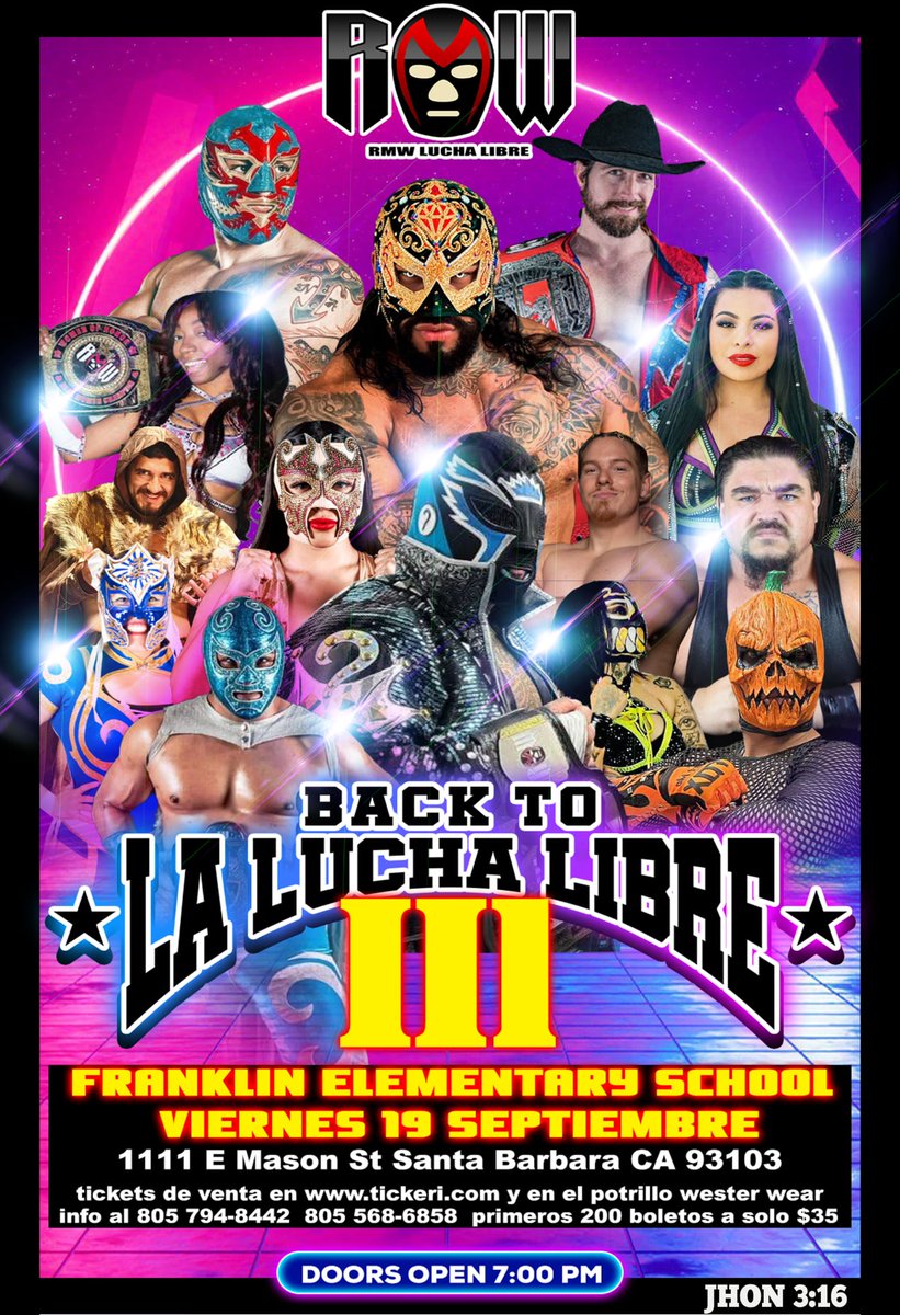 RMW Lucha Libre (@librermw) on Twitter photo stay tuned Santa barbara are you ready for thus big show lucha libre pro wrestling mexican luchador is coming Franklin elementary school tickets now available tickeri.com/events/of6eag4…. <a href="/SantaBarbara/">Visit Santa Barbara</a> <a href="/SantaBarbaraCC/">SB City College</a> <a href="/nosotros1972/">SantaBarbaraHighBoysSoccer</a> <a href="/CHP_SantaBarb/">CHP Santa Barbara</a> <a href="/carpinteriaarts/">Carpinteria Arts Center</a> <a href="/VisitCarp/">Visit Carpinteria</a> @Lucha stay tuned Santa barbara are you ready for thus big show lucha libre pro wrestling mexican luchador is coming Franklin elementary school tickets now available tickeri.com/events/of6eag4…. <a href="/SantaBarbara/">Visit Santa Barbara</a> <a href="/SantaBarbaraCC/">SB City College</a> <a href="/nosotros1972/">SantaBarbaraHighBoysSoccer</a> <a href="/CHP_SantaBarb/">CHP Santa Barbara</a> <a href="/carpinteriaarts/">Carpinteria Arts Center</a> <a href="/VisitCarp/">Visit Carpinteria</a> @Lucha