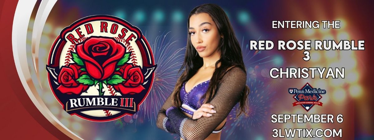 3 Legacies Wrestling (@3legacies) on Twitter photo Entering the Red Rose Rumble Match is <a href="/christyanreidd/">Christyan Reid</a> !
The winner of the Red Rose Rumble match will go on to challenge for the 3LW Heavyweight Title later that night in the Main Event!
pennmedicinepark.com/.../red-rose-r… Entering the Red Rose Rumble Match is <a href="/christyanreidd/">Christyan Reid</a> !
The winner of the Red Rose Rumble match will go on to challenge for the 3LW Heavyweight Title later that night in the Main Event!
pennmedicinepark.com/.../red-rose-r…
