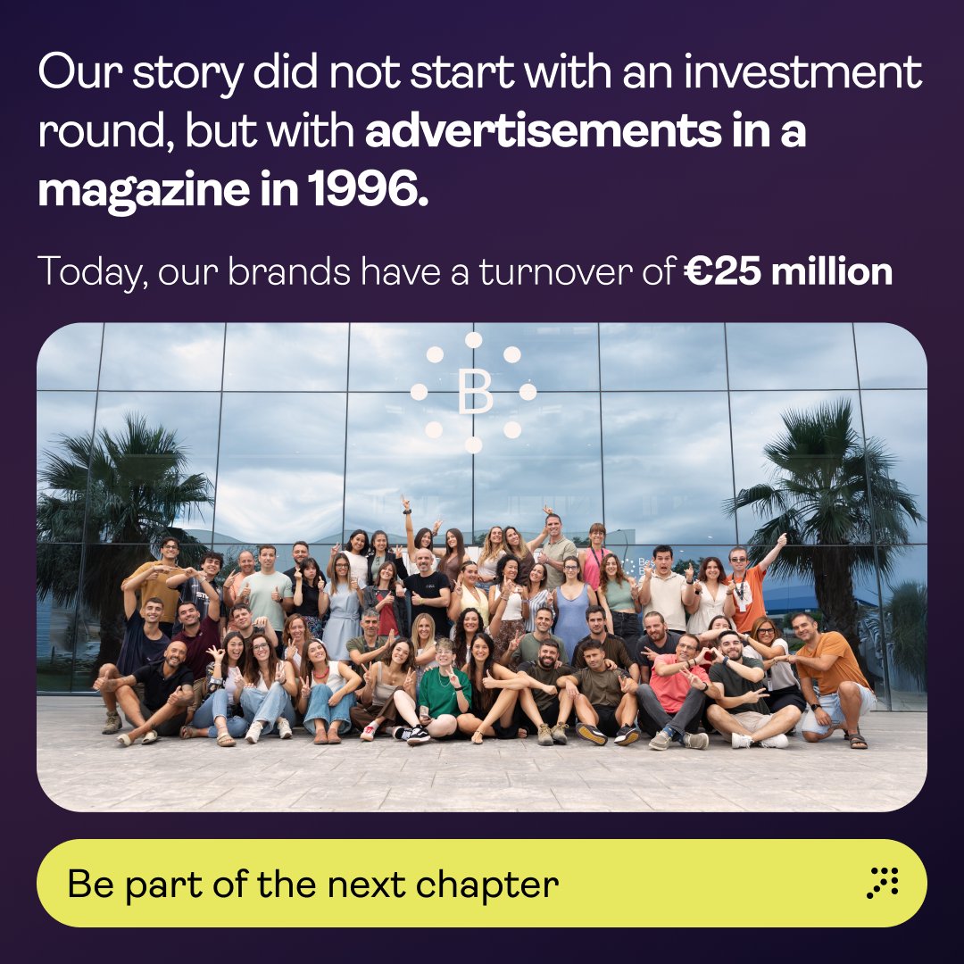 Betoken_io's tweet photo. 𝗧𝗮𝗸𝗲 𝗮 𝗴𝗼𝗼𝗱 𝗹𝗼𝗼𝗸 𝗮𝘁 𝘁𝗵𝗲𝗺.

This is the team that turned a 1996 idea into a €25M business.

Beself Brands' most important asset is not in a warehouse, it's in this picture.

𝗜𝗻𝘃𝗲𝘀𝘁 𝗶𝗻 𝘁𝗵𝗲 𝗽𝗲𝗼𝗽𝗹𝗲 𝘄𝗵𝗼 𝗺𝗮𝗱𝗲 𝗶𝘁 𝗵𝗮𝗽𝗽𝗲𝗻 𝗮𝗻𝗱 𝘄𝗵𝗼 𝘄𝗶𝗹𝗹 𝗯𝘂𝗶𝗹𝗱 𝘄𝗵𝗮𝘁'𝘀 𝗻𝗲𝘅𝘁.