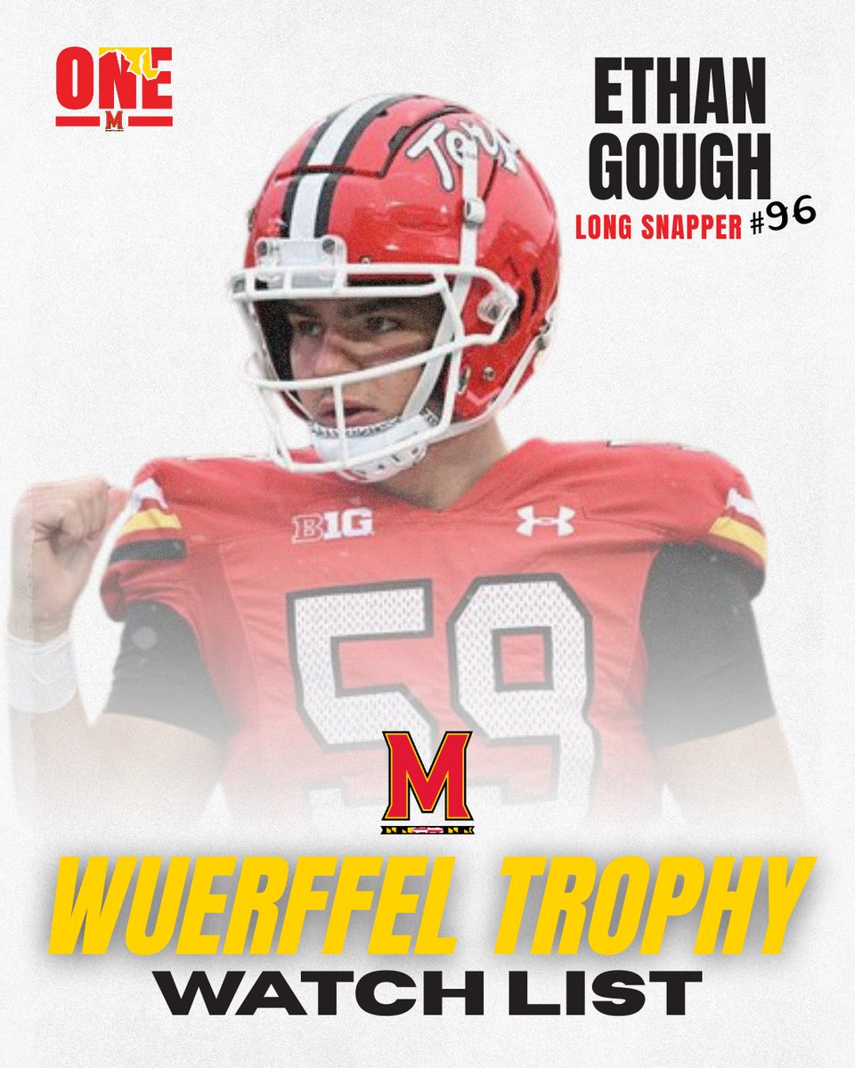 One Maryland NIL (@onemarylandnil) on Twitter photo Congrats, <a href="/EthanGough10/">Ethan Gough</a> on being named to the 2025 Allstate Wuerffel Trophy watch list! 👏
Widely regarded as the premier award for community service, academic excellence and athletic achievement, this trophy celebrates players who use their platforms to create positive change. Congrats, <a href="/EthanGough10/">Ethan Gough</a> on being named to the 2025 Allstate Wuerffel Trophy watch list! 👏
Widely regarded as the premier award for community service, academic excellence and athletic achievement, this trophy celebrates players who use their platforms to create positive change.