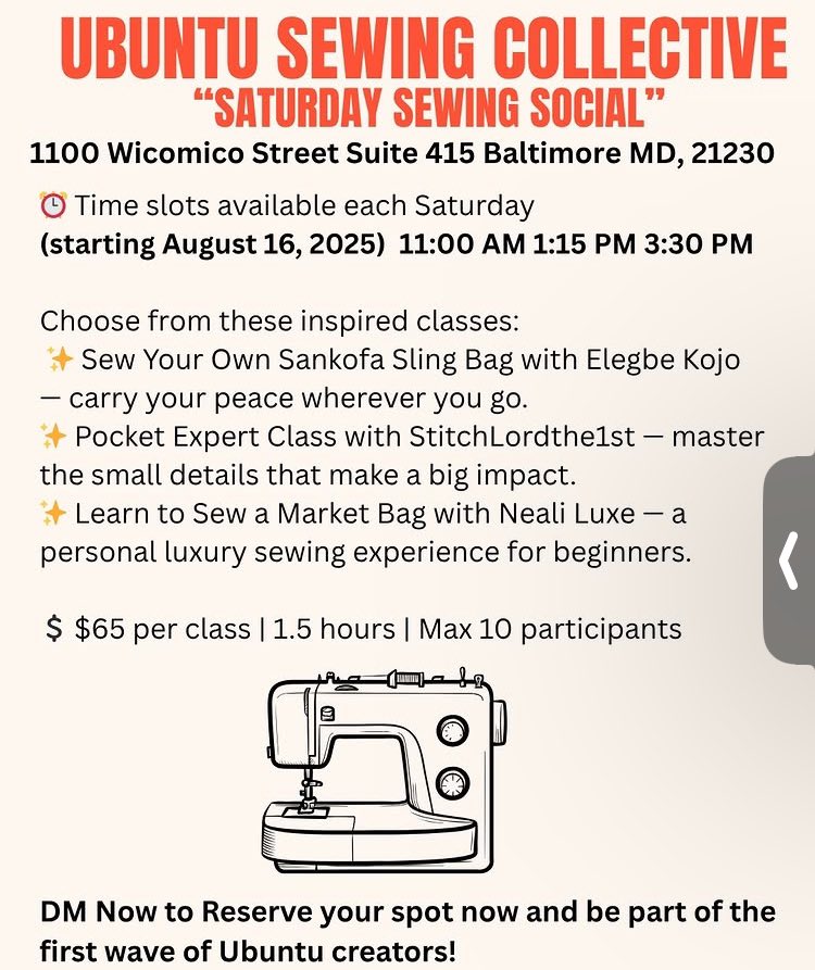 PrincessNeali's tweet image. #Baltimore Come chill sew and laugh with Ubuntu Sewing Collective! Don’t know how to sew, we got you covered. All levels welcomed. #sew #sewing #creative #upcycle #dmv #fun #love #pride #beginner #learning #Thread