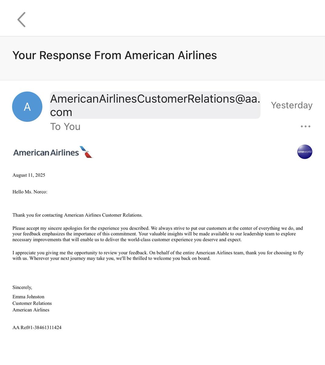 Really <a href="/AmericanAir/">americanair</a> … this is your response. Sincere apologies… with your pre written template responses 🤦🏻‍♀️ absolutely ridiculous