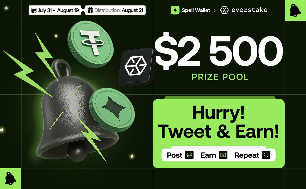 🎉 Win $2,500: <a href="/everstake_pool/">Everstake</a>  x Spell Wallet Giveaway!

Celebrate our partnership with Everstake’s new research:

👉 Solana Staking Insights 2025: 
everstake.one/crypto-reports…

Join the mission before August 19. 🔔

Read the <a href="/everstake_pool/">Everstake</a>  Report → Share your Thoughts on Twitter