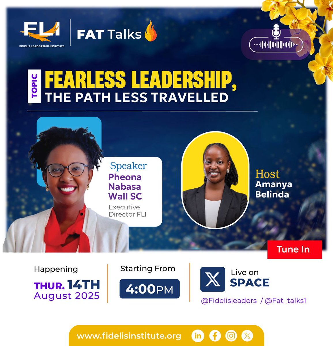Fat_talks1's tweet image. Fearless Leadership is not the easy road — it’s the path less travelled.

Join us this Thursday at 4:00 PM (EAT) for an inspiring #FATTalks🔥 with @PheonaWall as she shares lessons on leading with courage, vision, and purpose.

📍  X Space Link  x.com/Fat_talks1/sta…