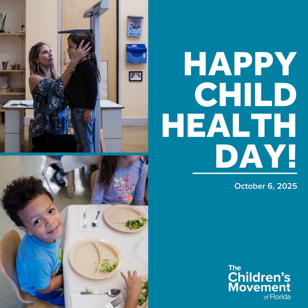 ChildMovementFL's tweet image. Happy National Child Health Day! 💙
We’re proud to champion quality health care, early learning &amp;amp; family support so every Florida child can grow up healthy &amp;amp; thrive.

#TheChildrensMovement #NationalChildHealthDay