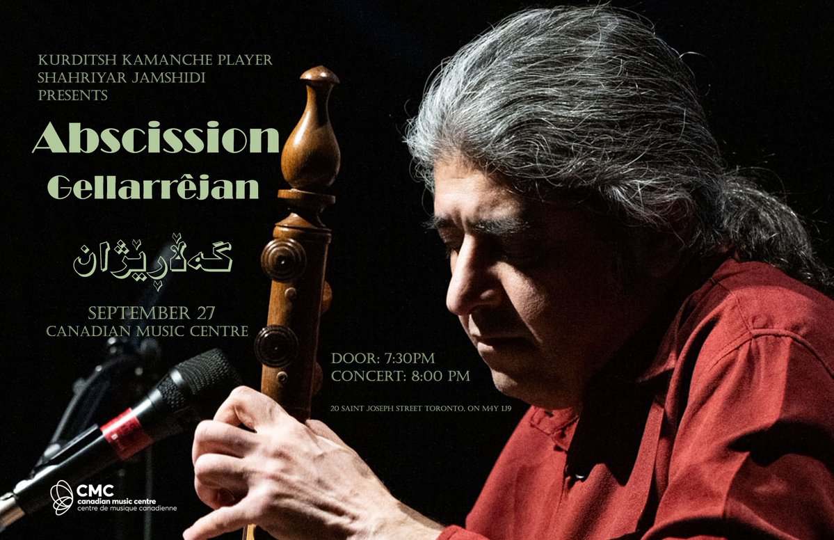 Shahriyar Jamshidi (@dilanensemble) on Twitter photo Friends in Toronto, I'll be playing a solo concert at <a href="/cmcnational/">CanadianMusicCentre</a> in late September.
👉🏿GET YOUR TICKETS:
eventbrite.ca/e/abscission-t…
#Torontomusic #Toronto #Concerts #LiveMusic #Kurdishmusic #MuzikaKurdi Friends in Toronto, I'll be playing a solo concert at <a href="/cmcnational/">CanadianMusicCentre</a> in late September.
👉🏿GET YOUR TICKETS:
eventbrite.ca/e/abscission-t…
#Torontomusic #Toronto #Concerts #LiveMusic #Kurdishmusic #MuzikaKurdi