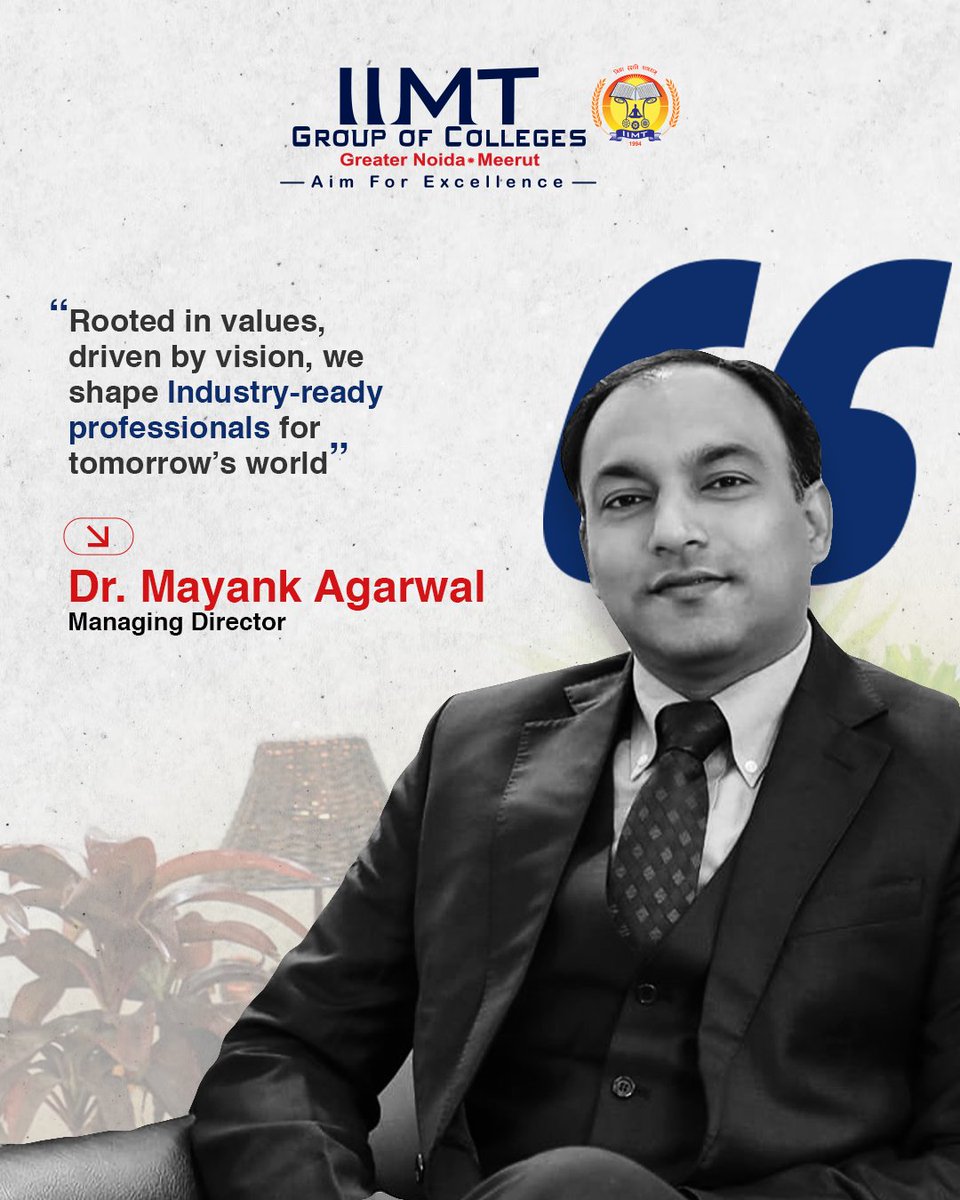 iimtnoida's tweet image. With a future-focused outlook, IIMT under Dr. Agarwal’s leadership is not just teaching for today, it’s building for tomorrow.

#ThoughtLeader #IIMTleadership #LeadingFromTheFront #Inspiration #IIMT #IIMTvision #IIMTGreaterNoida