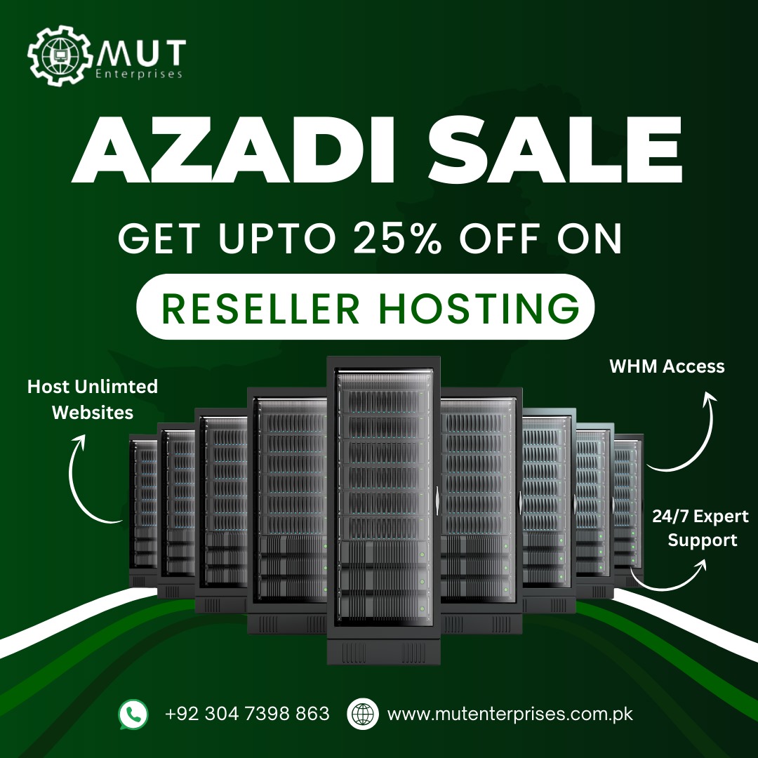 MutEnterprises's tweet photo. 🎉 Azadi Sale is Here! 🇵🇰
Celebrate freedom with unlimited possibilities! 🚀
Get up to 25% OFF on our Premium Reseller Hosting and start your own hosting business today.

📞 Call/WhatsApp: +92 304 7398 863
🌐 Visit: https://t.co/reCHBrUTSe
#azadimubarak #HOSTING #IndependenceDay https://t.co/dG7hxb2TVF